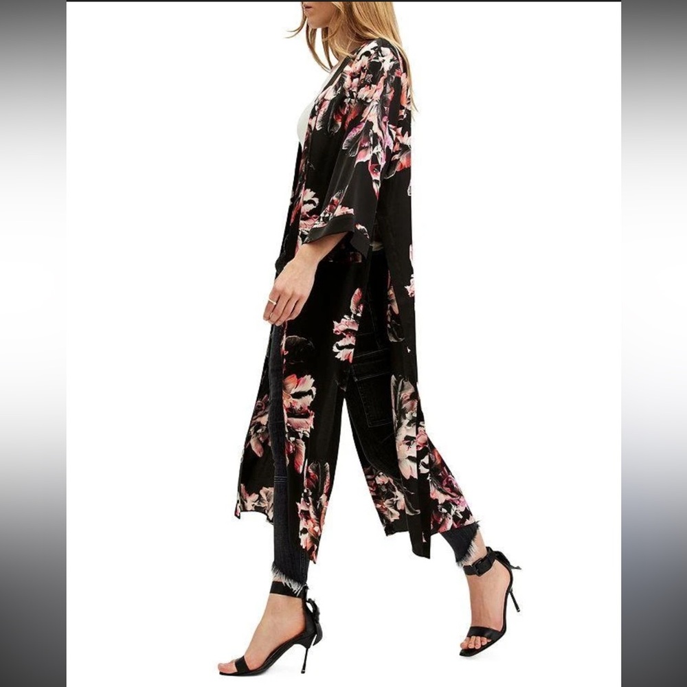 All Saints Black Floral Women's Kimono - Picture 5 of 12